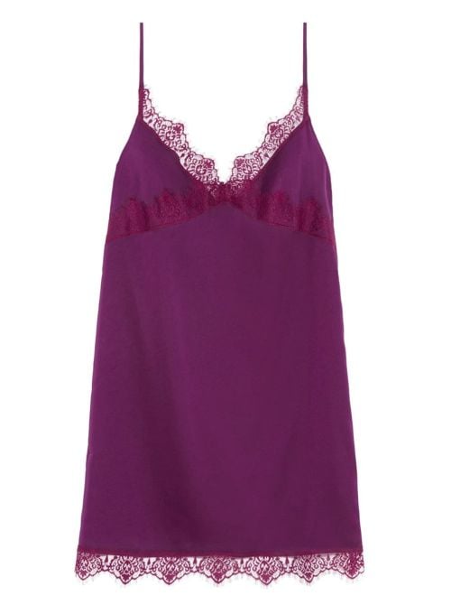 Satin Secrets Sottoveste in Raso e Pizzo, mora
