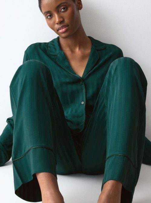 Amourette Jacquard Pigiama Donna in Viscosa con Pantaloni Palazzo
