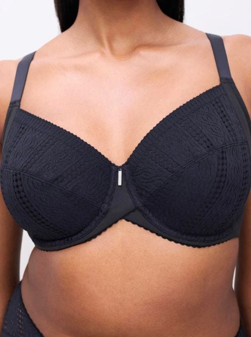Easy Support Reggiseno Coprente con Ferretto in Pizzo ad Alto Sostegno, nero