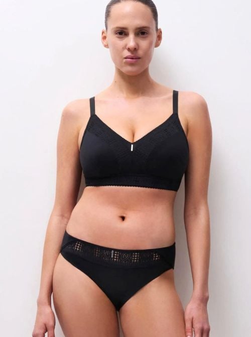Easy Support Slip Donna Classico in Pizzo e Morbida Maglia, nero
