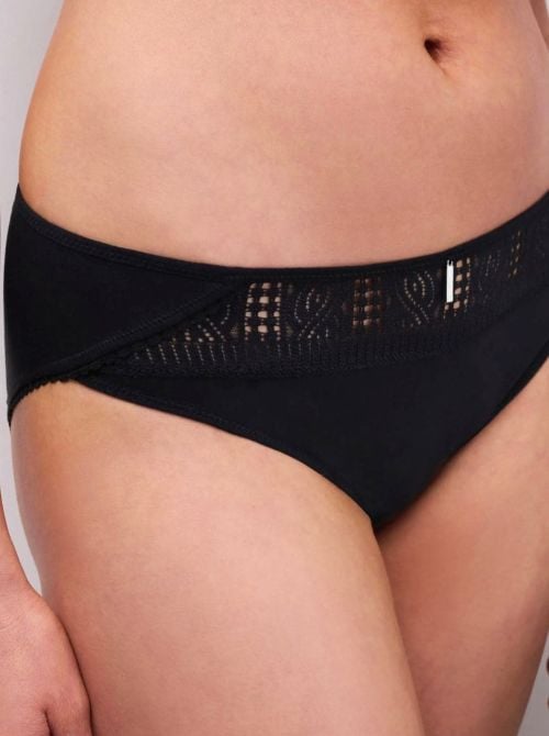 Easy Support Slip Donna Classico in Pizzo e Morbida Maglia, nero
