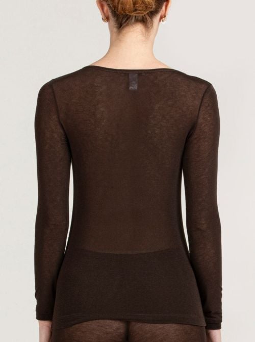 Maglia Donna in Viscosa e Seta a Manica Lunga con Scollo a Barchetta