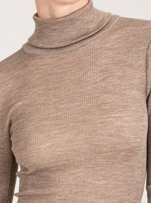 Dolcevita Donna in Lana e Seta a Manica Lunga Senza Cuciture