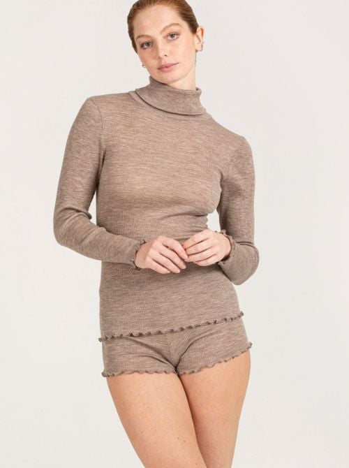 Dolcevita Donna in Lana e Seta a Manica Lunga Senza Cuciture