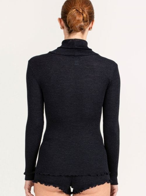 Dolcevita Donna in Lana e Seta con Tulle Ricamato