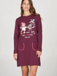 Camicia da Notte Donna Calda in Puro Cotone Fantasia Funghi