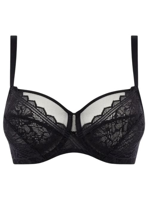 Floral Touch Reggiseno Coprente con Ferretto in Pizzo Floreale, nero