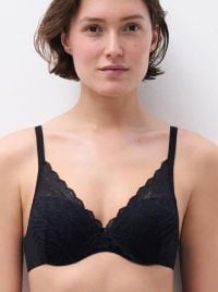 Floral Touch Reggiseno Coprente con Ferretto e Coppe Memory Foam in Pizzo, nero
