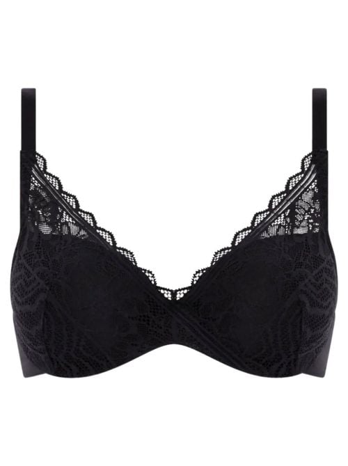 Floral Touch Reggiseno Coprente con Ferretto e Coppe Memory Foam in Pizzo, nero