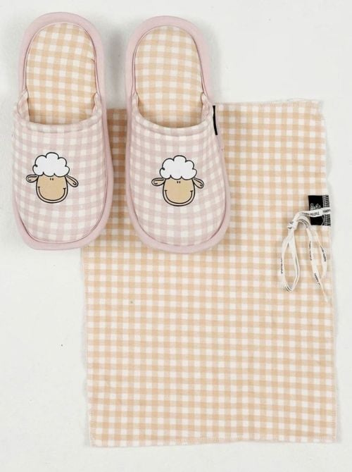 Ciabatte Donna Calde in Puro Cotone a Quadretti con Sacchetto HAPPY PEOPLE