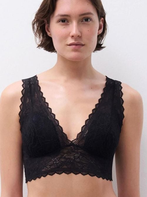 Floral Touch Reggiseno Senza Ferretto in Pizzo Floreale con Coppe Imbottite, nero CHANTELLE