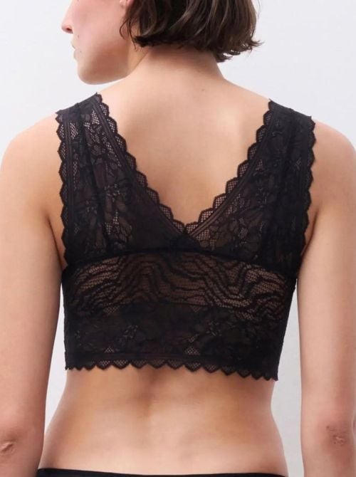 Floral Touch Reggiseno Senza Ferretto in Pizzo Floreale con Coppe Imbottite, nero