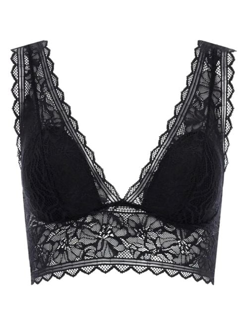 Floral Touch Reggiseno Senza Ferretto in Pizzo Floreale con Coppe Imbottite, nero