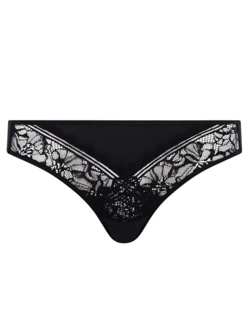 Floral Touch Slip Donna Classico in Pizzo Floreale e Morbida Maglia, nero