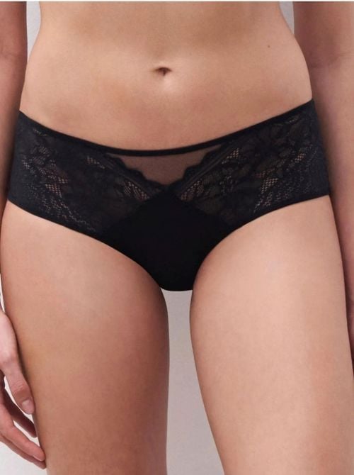 Floral Touch Shorty Donna in Pizzo Floreale e Morbida Maglia, nero