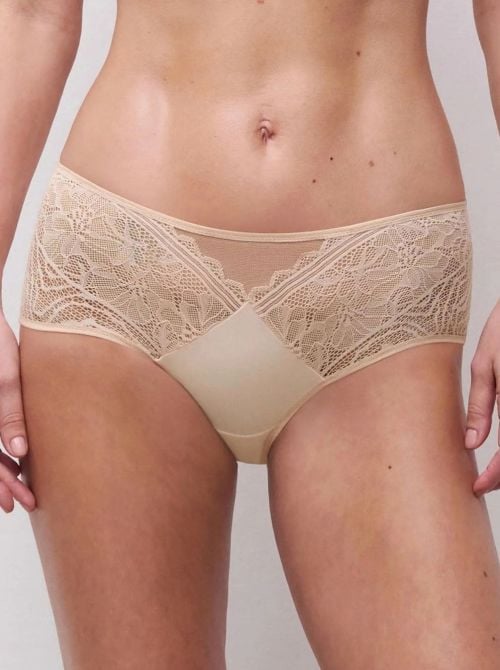 Floral Touch Shorty Donna in Pizzo Floreale e Morbida Maglia, beige