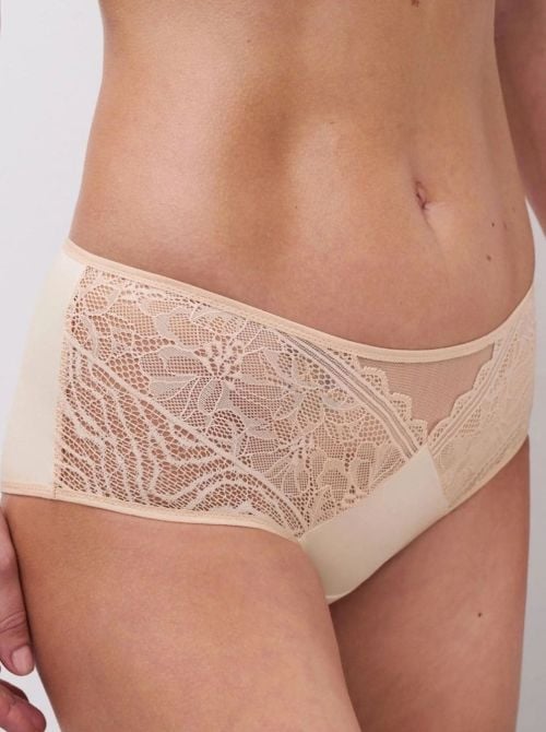 Floral Touch Shorty Donna in Pizzo Floreale e Morbida Maglia, beige
