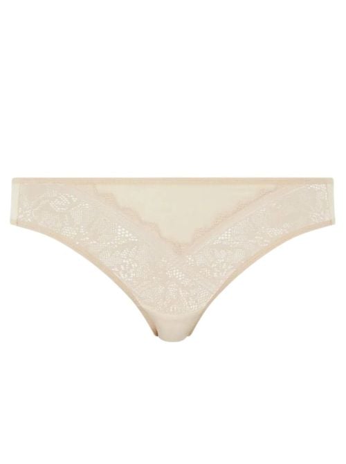 Floral Touch Slip Donna Classico in Pizzo Floreale e Morbida Maglia, beige