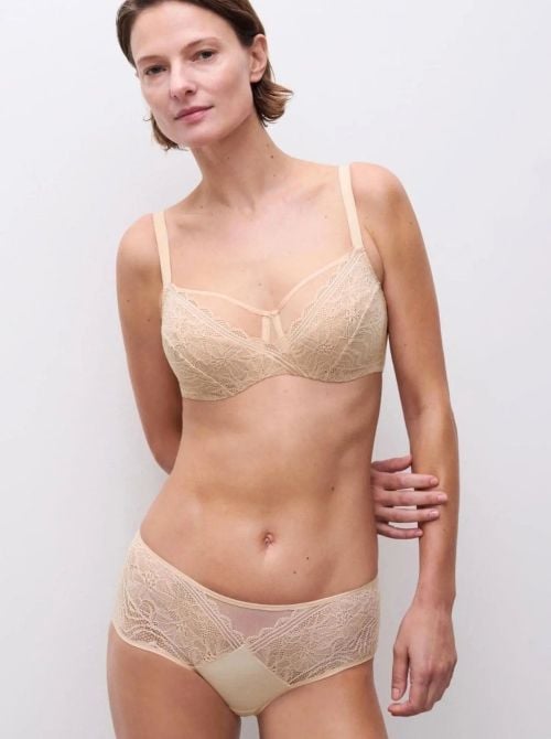 Floral Touch Reggiseno Coprente con Ferretto in Pizzo Floreale, beige CHANTELLE