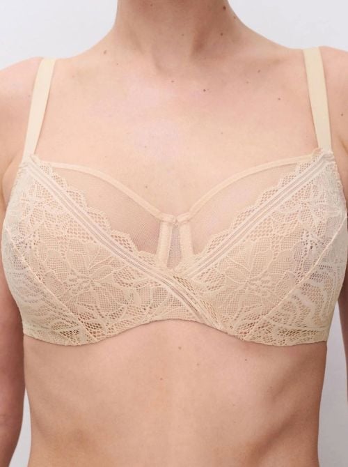 Floral Touch Reggiseno Coprente con Ferretto in Pizzo Floreale, beige