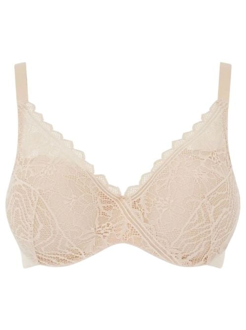 Floral Touch Reggiseno Coprente con Ferretto e Coppe Memory Foam in Pizzo, beige