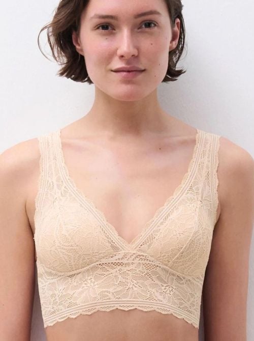 Floral Touch Reggiseno Senza Ferretto in Pizzo Floreale con Coppe Imbottite, beige CHANTELLE