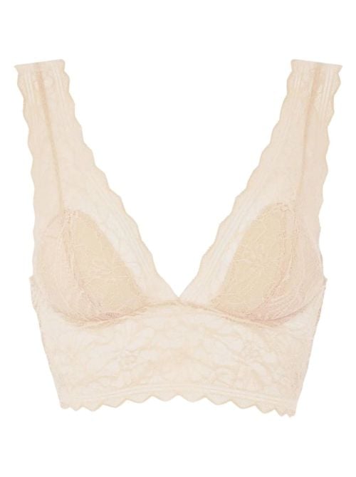 Floral Touch Reggiseno Senza Ferretto in Pizzo Floreale con Coppe Imbottite, beige