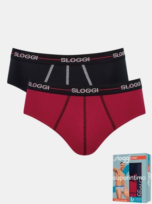 Sloggi Start Midi confezione da 2 slip, rosso/blu SLOGGI