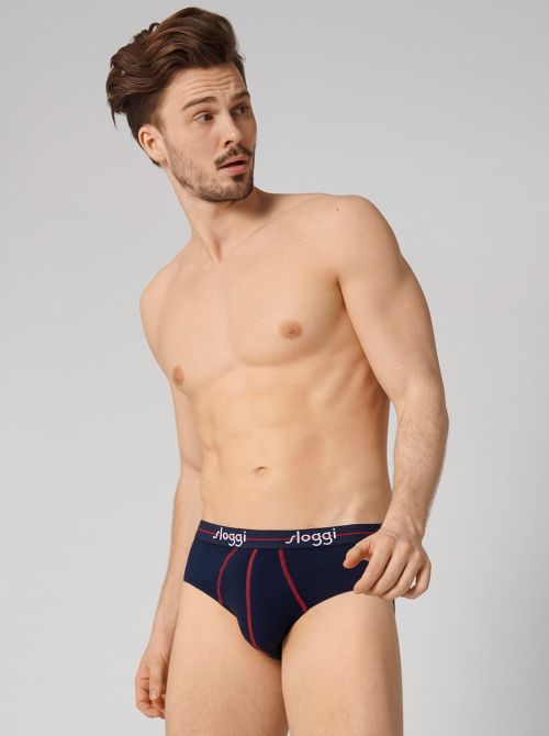 Sloggi Start Midi confezione da 2 slip, rosso/blu SLOGGI