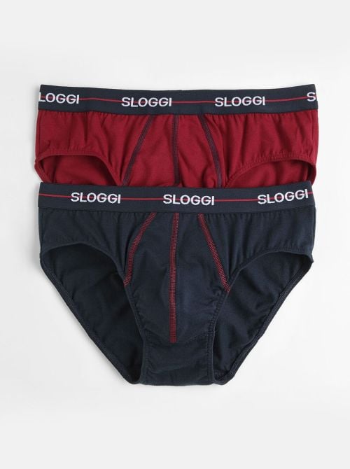 Sloggi Start Midi confezione da 2 slip, rosso/blu