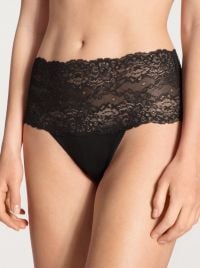 21431 Sweet Secrets slip alto con pizzo, nero
