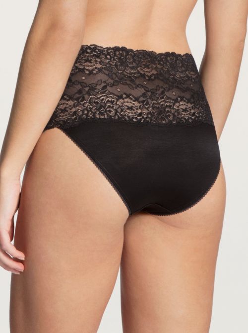 21431 Sweet Secrets slip alto con pizzo, nero
