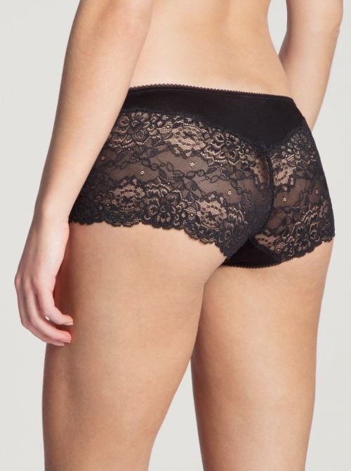 24331 Sweet Secrets slip panty in pizzo, nero