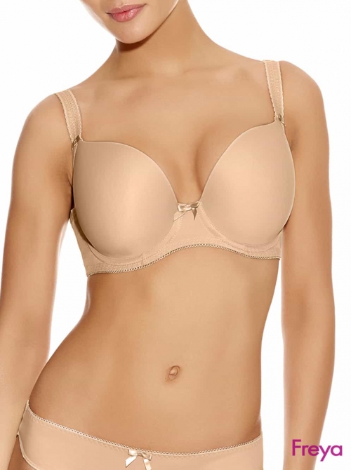 Deco Underwired Moulded Plunge Bra, nude FREYA
