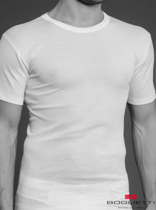 T-Shirt uomo FNL011 100% cotone filo scozia, bianco BOGLIETTI