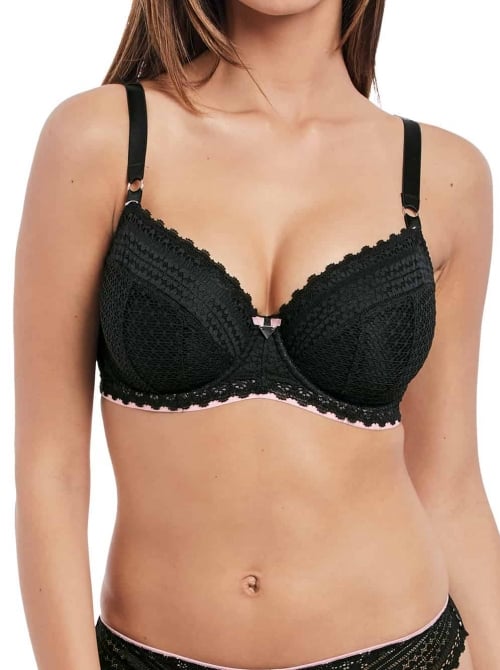 Daisy Lace UW Padded Half cup Bra, black