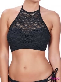 Sundance Top per Bikini Hi-Neck Crop, nero
