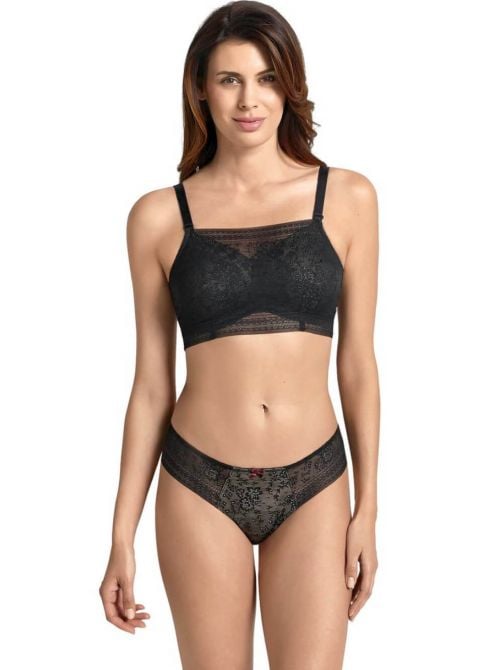0600 Fleur Top bandeau in pizzo, nero