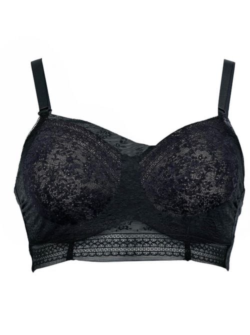 0600 Fleur Top bandeau in pizzo, nero