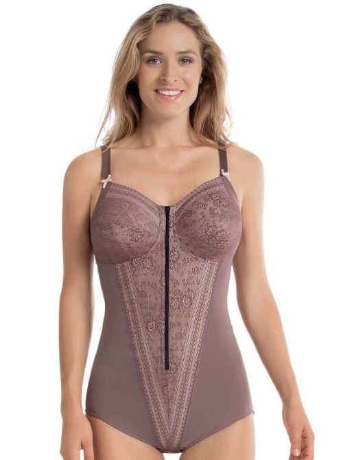 3555 Fiore Body modellatore con zip, berry