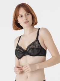MissLejaby lace triangle bra without underwire, black