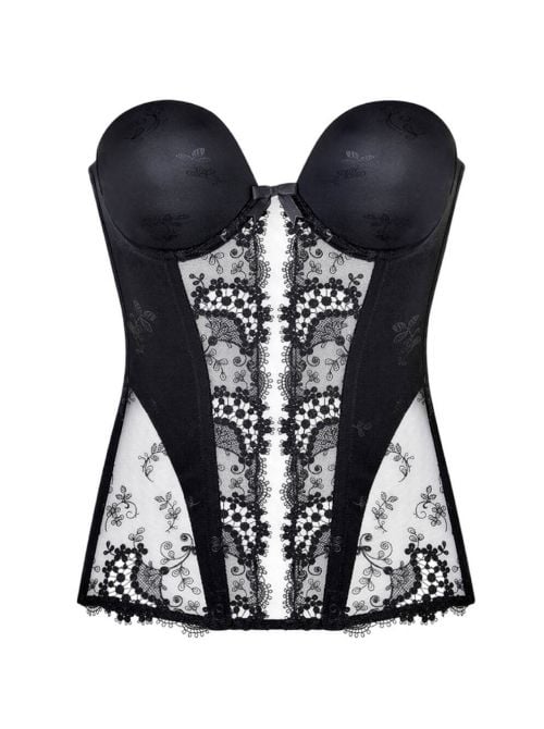 Wish Guepiere in pizzo con spalline removibili, nero