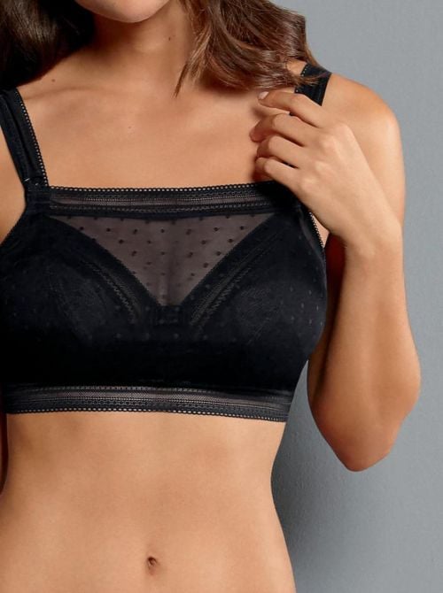 Rosa Faia 0603 Emily Top in tulle, nero
