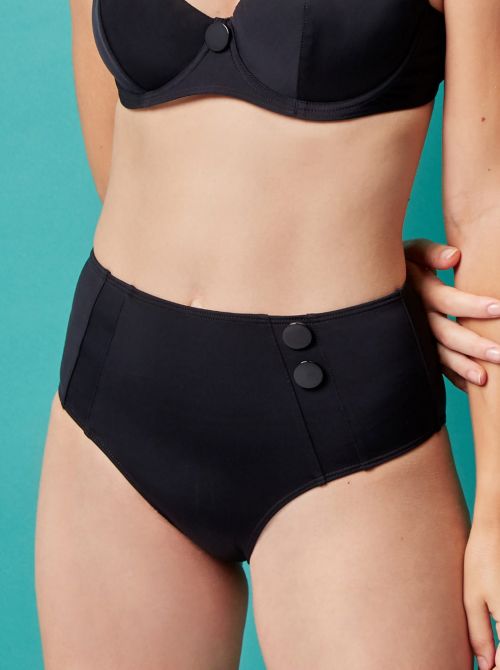 Elea slip a vita alta per bikini, nero