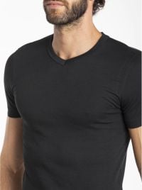 Iseppi Maglietta Uomo Scollo V Cotone Elasticizzato, nero
