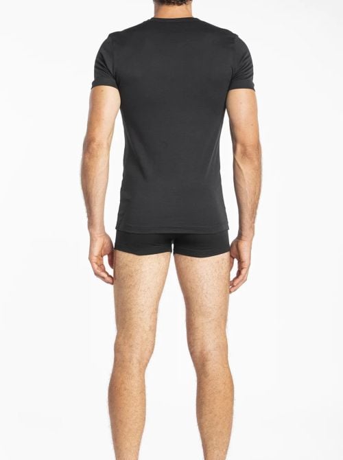 Iseppi Maglietta Uomo Scollo V Cotone Elasticizzato, nero