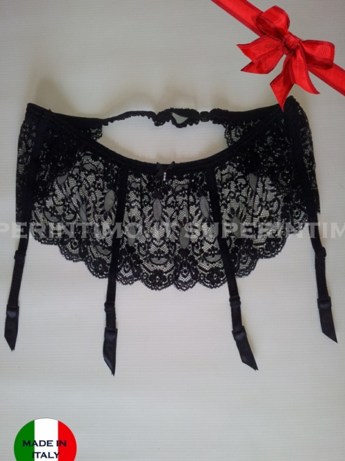 Reggicalze Alto in Pizzo, nero FOLY