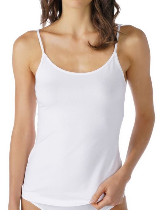 Cotton Pure Top con spalline sottili, bianco