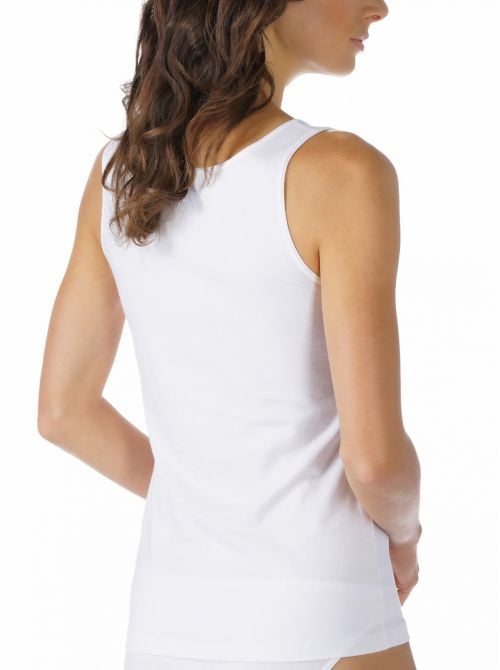 Cotton Pure Top con spalline larghe, bianco