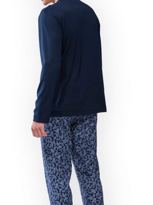 24481 Paisley V-neck pajamas, dark blue MEY